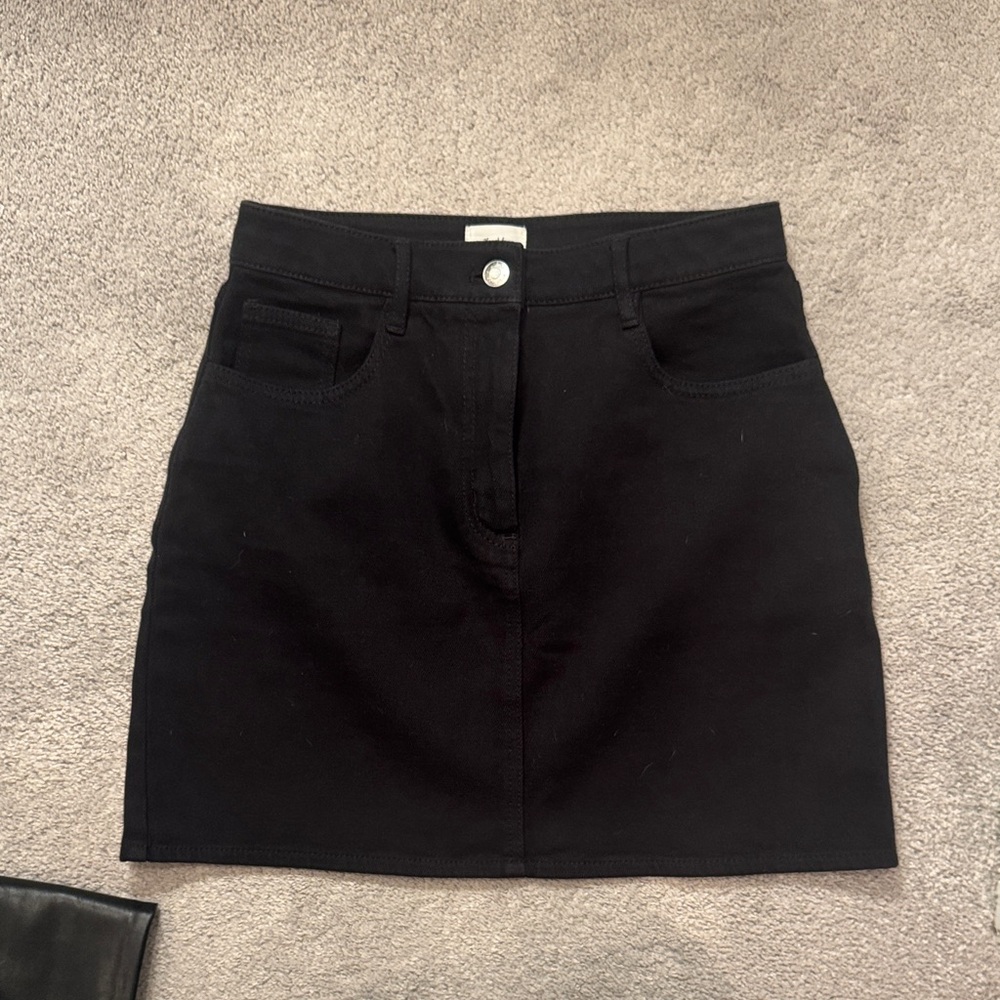 Wilfred Black Denim Mini Skirt